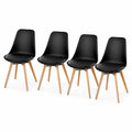 Set 4 sedie da pranzo imbottite in polipropilene con struttura in legno di faggio nero e legno naturale 48 x 52 x 82 cm