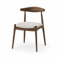 Sedia da pranzo in legno massello di gomma finitura noce scuro con seduta imbottita in tessuto beige e schienale curvo 52 x 54 x 78 cm