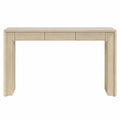 Tavolo consolle in legno effetto rovere chiaro con 3 cassetti frontali struttura aperta 120 cm x 35 cm x 80 cm