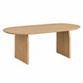 Tavolo da pranzo ovale in MDF effetto rovere naturale chiaro con due basi laterali a pannello 160 x 90 x 75 cm