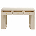 Tavolo consolle in MDF effetto beige con 3 cassetti e struttura aperta in metallo dorato 120 cm x 35 cm x 80 cm