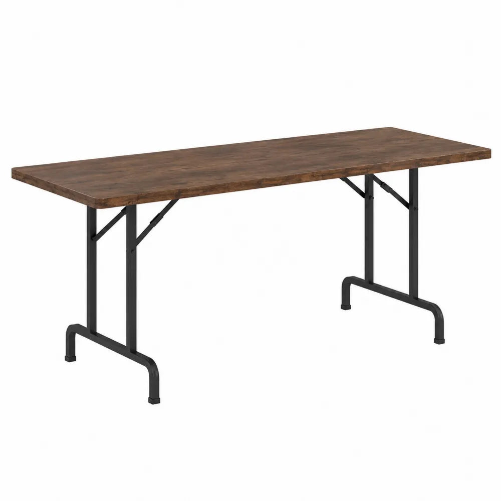 Tavolo da pranzo pieghevole rettangolare in MDF effetto legno marrone con struttura in acciaio nero 180 x 75 x 74 cm
